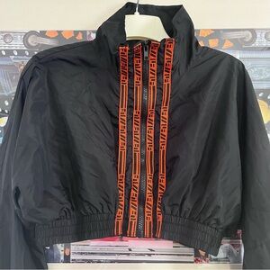 Y2K LF Black Utility Jacket with Orange Logo Trim